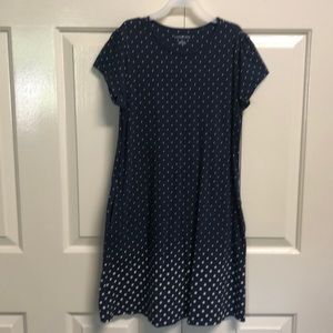 Lands End casual navy dot dress L 14
